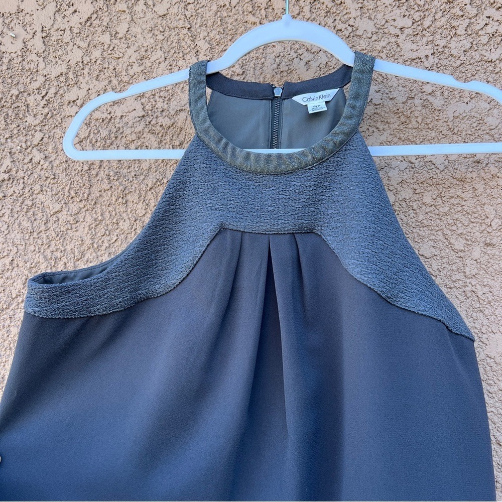 Calvin Klein Womens Sleeveless Shirt Size S‎ Small Gray Light Academia - Picture 10 of 13